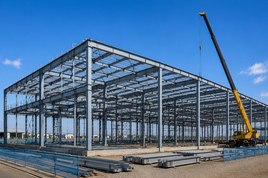 物流倉庫鉄骨建方工事